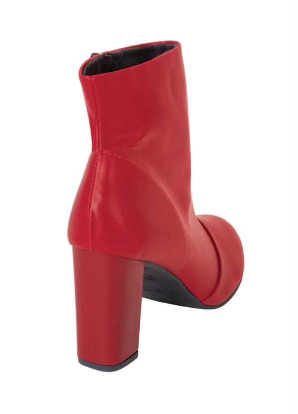 

Bota Vermelha Cano Médio em Sintético com Zíper, Vermelho