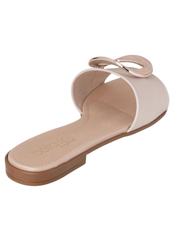 

Chinelo Beira Rio Creme com Detalhe Dourado, Bege