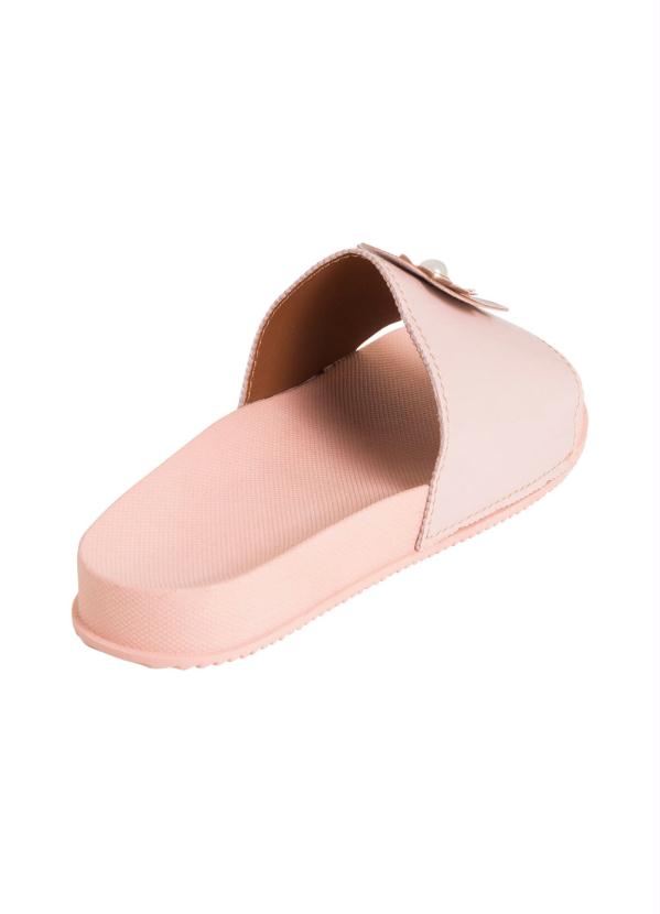 

Chinelo Slide Nude com Detalhe Verniz, Rosa