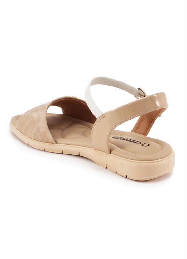 

Sandália Comfortflex Nude com Strass