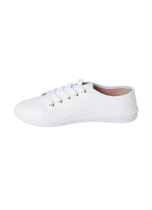 

Tênis Moleca Branco com Detalhe Dourado