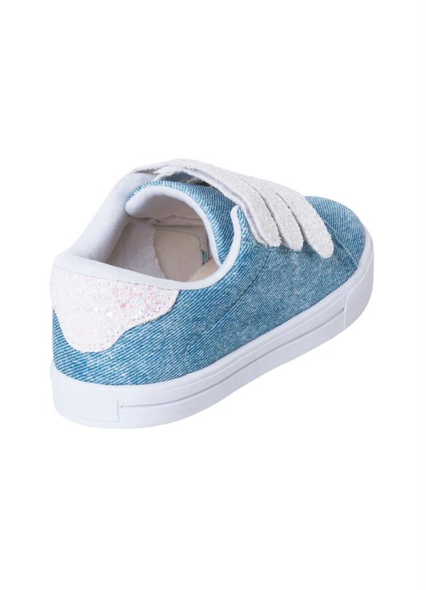 

Tênis Infantil Jeans com Velcro e Glitter, Azul