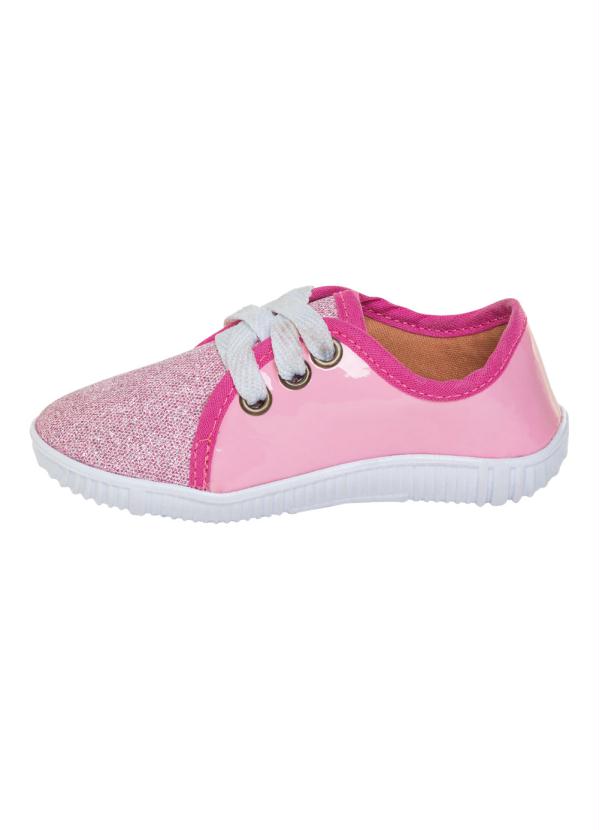 

Tênis Infantil Rosa com Verniz e Glitter