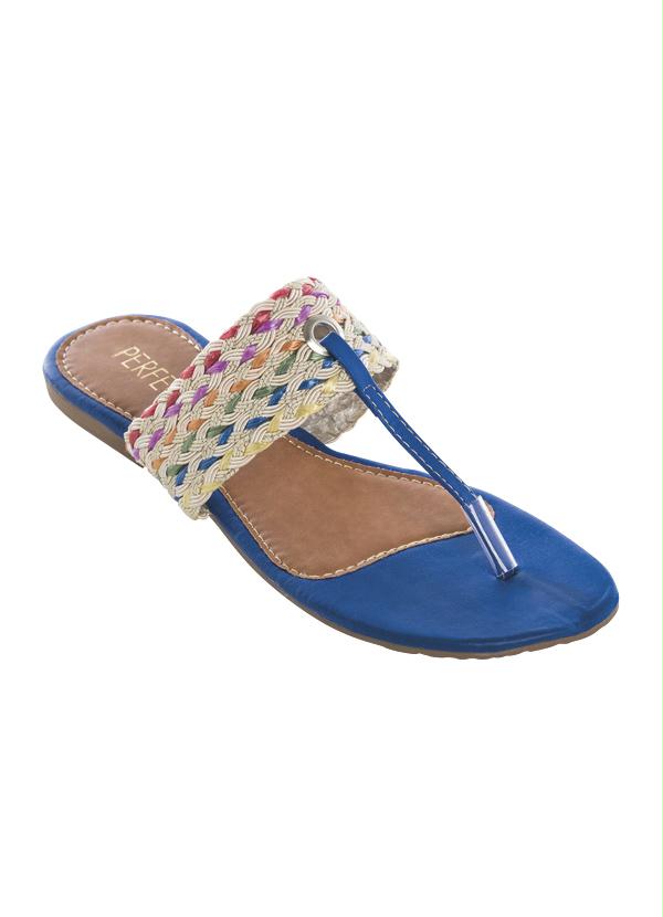 

Chinelo Rasteira Azul com Detalhes Coloridos