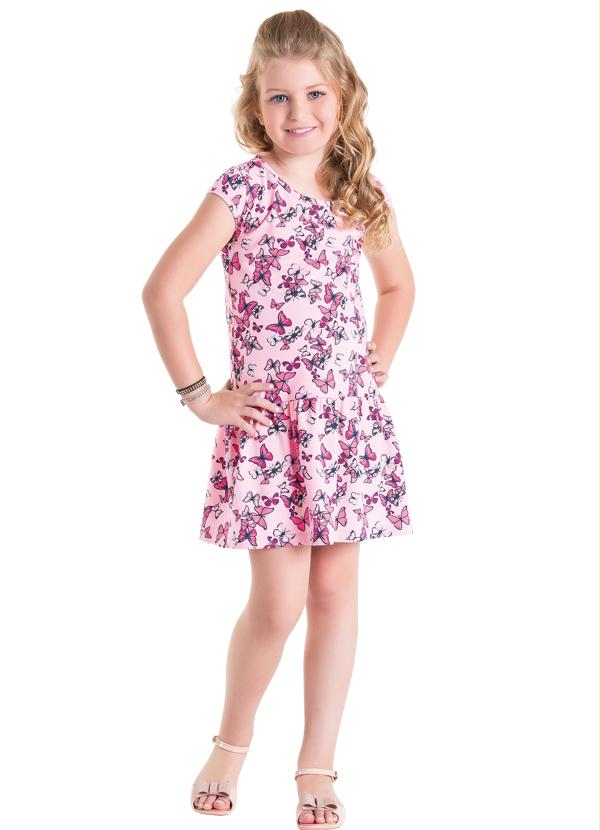 

Vestido Infantil Rosa com Borboletas