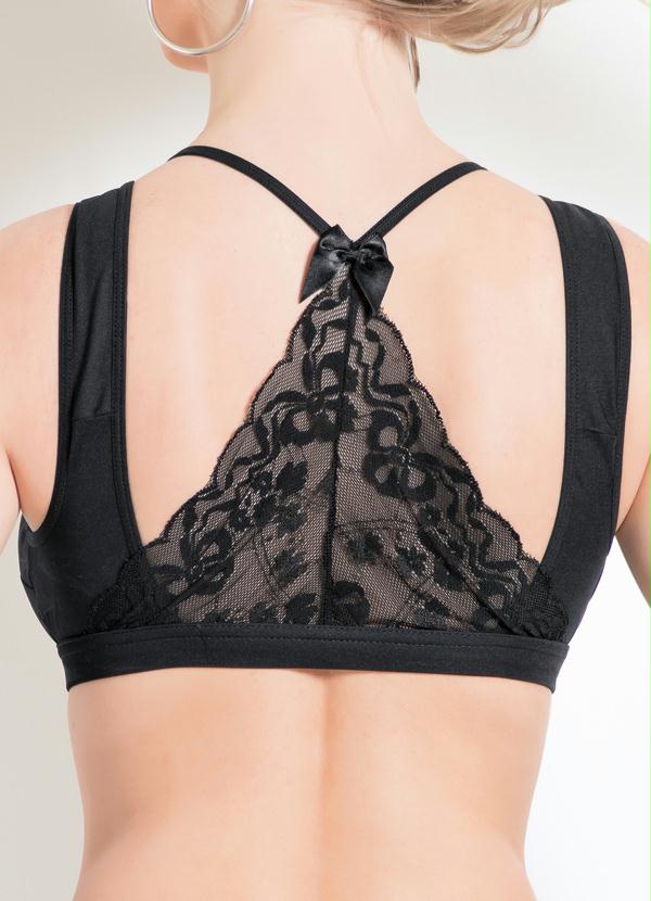 

Sutiã Strappy Preto com Renda