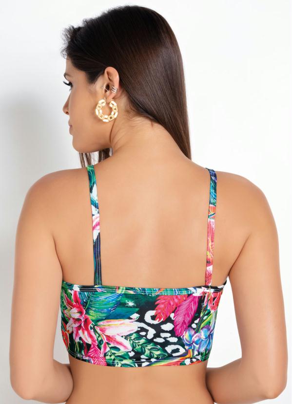 

Top Cropped com Estampa Tropical, Verde