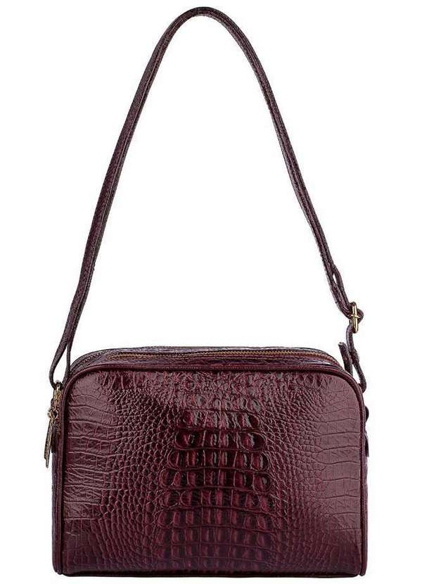 Bolsa Quadrada de Couro Croco Daiana Marsala