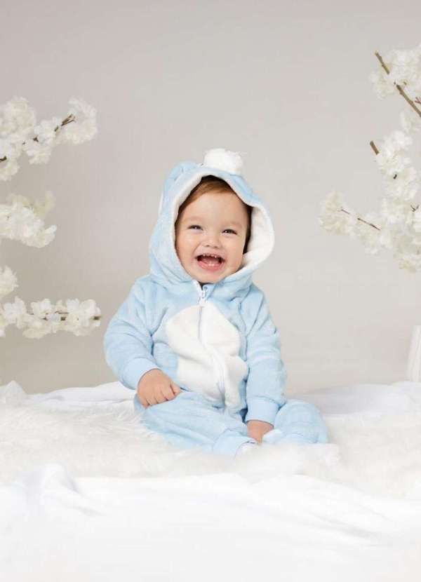 Macacao Kigurumi Infantil Unissex para Bebe Unicornio Azul Bebe