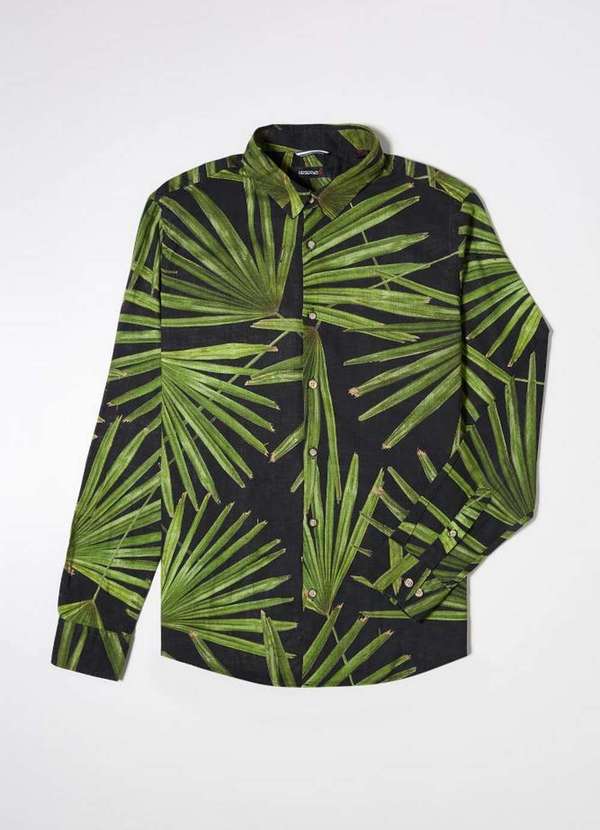 

Camisa Ml Estampada Tropicos Preto