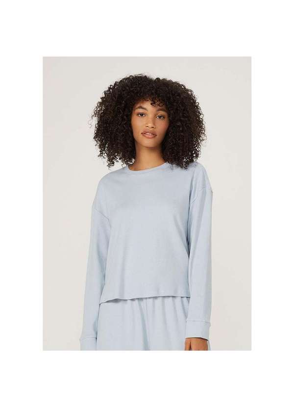 

Blusa Feminina Manga Longa em Malha de Algodão Azu, Azul