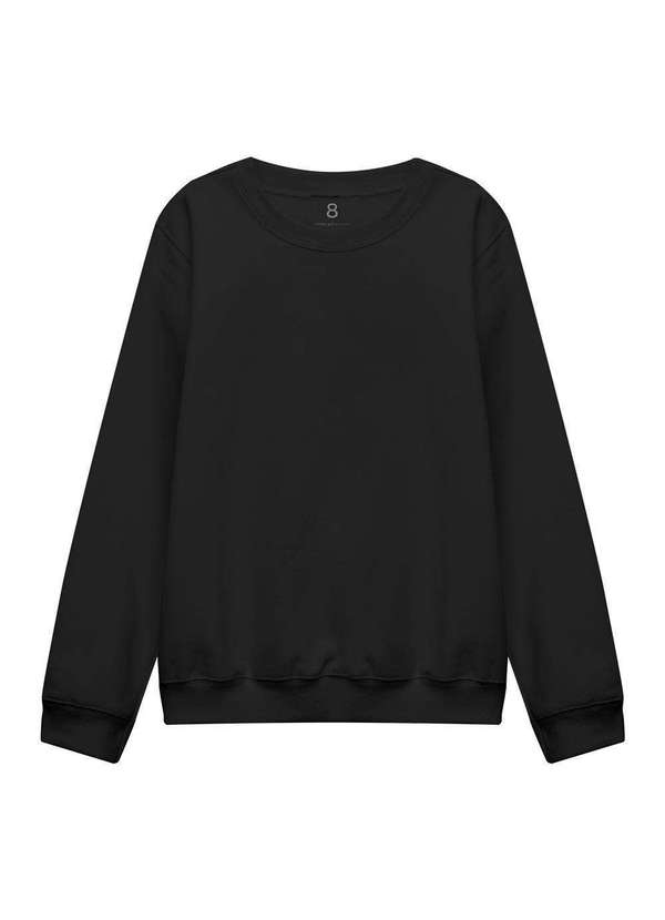 

Blusa Moletom Infantil sem Bolso e sem Capuz Preto