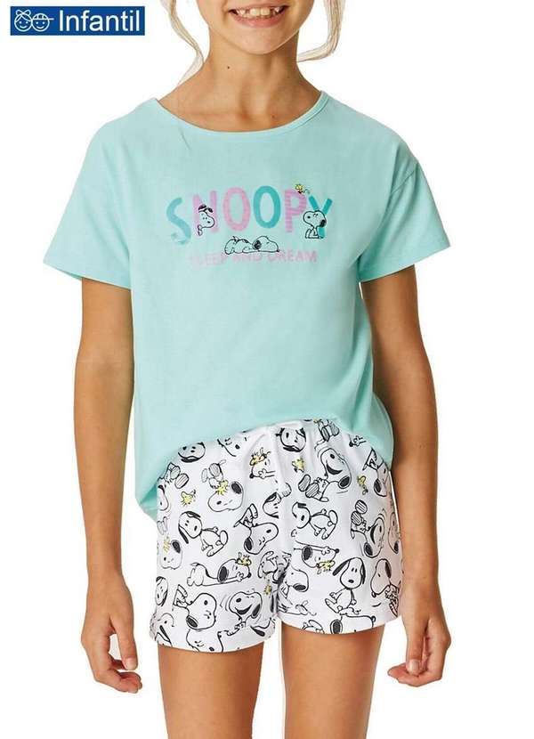 

Pijama Infantil Menina Curto Snoopy Malwee 1000085, Verde