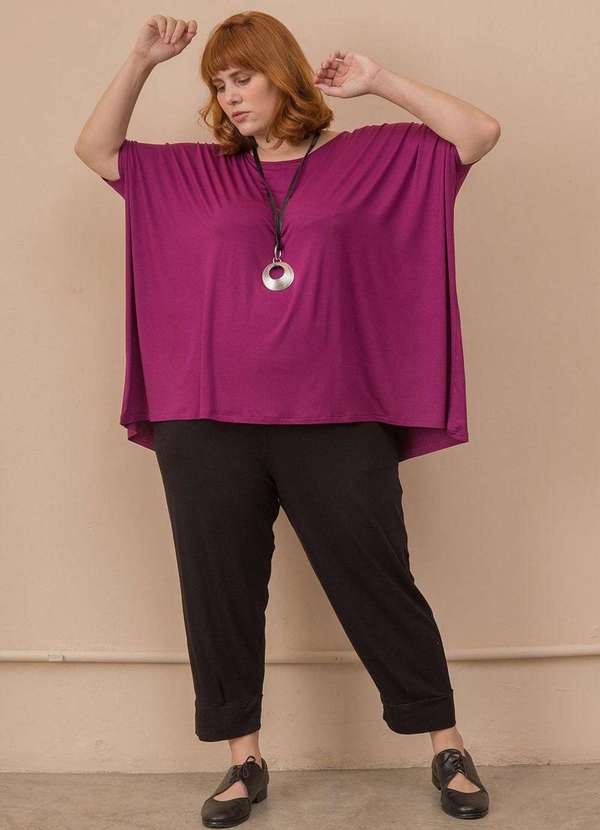 

Blusa Ampla Plus Size Roxo-Único Roxo