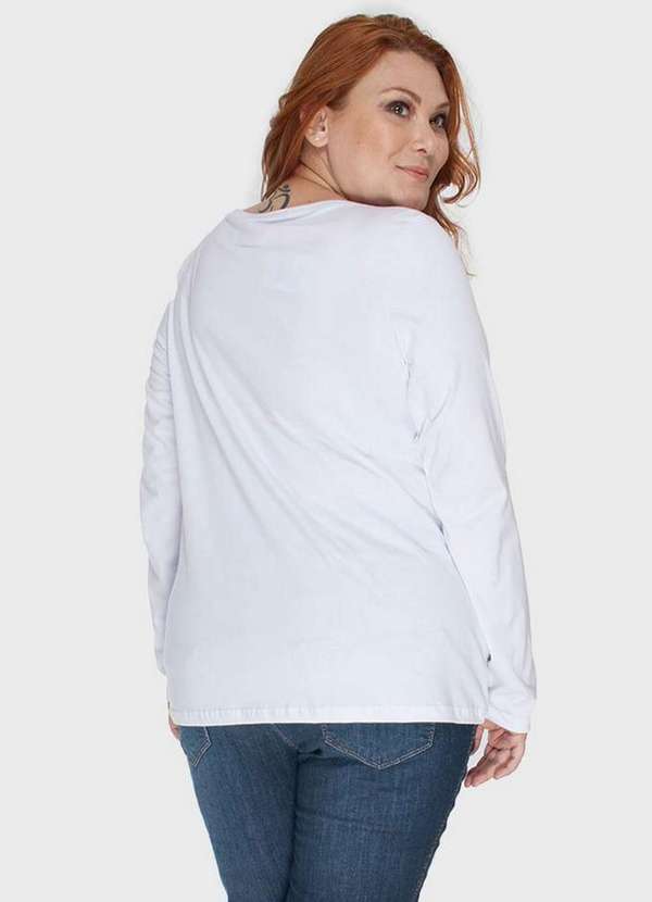 

Blusa Manga Longa Plus Size Branco Branco