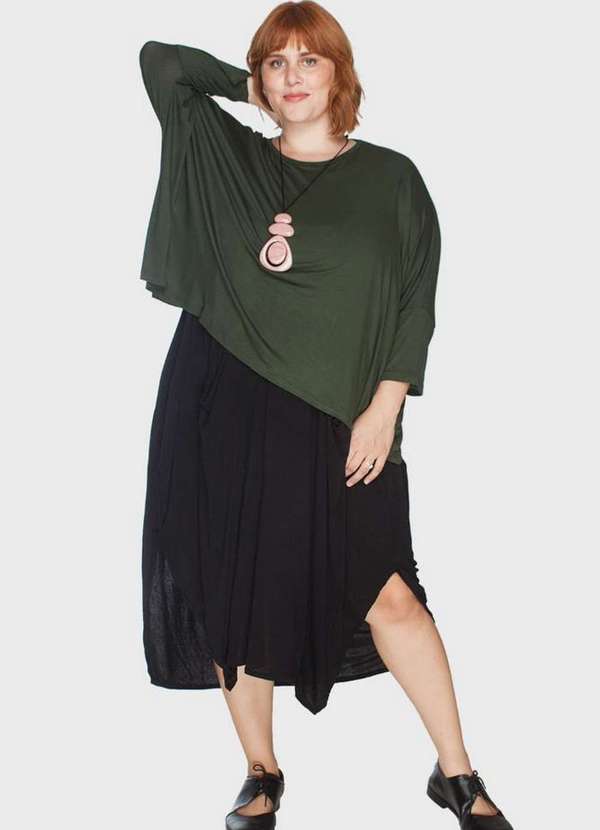 

Blusa Square Ampla Tecido Ultra Leve Plus Size Ver, Verde