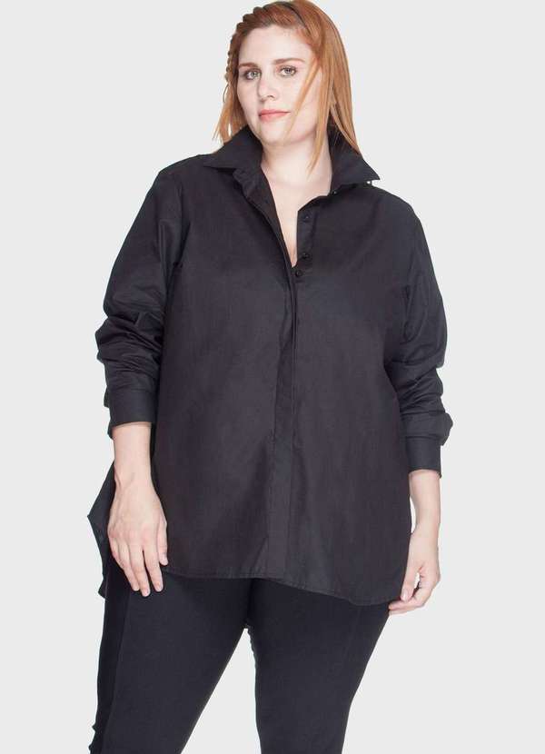 

Camisa Evasê Algodão Plus Size Preto