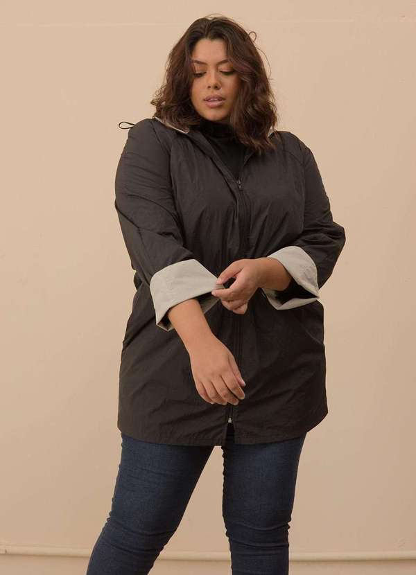 

Parka Nina Corta-Vento Plus Size Preto- Preto