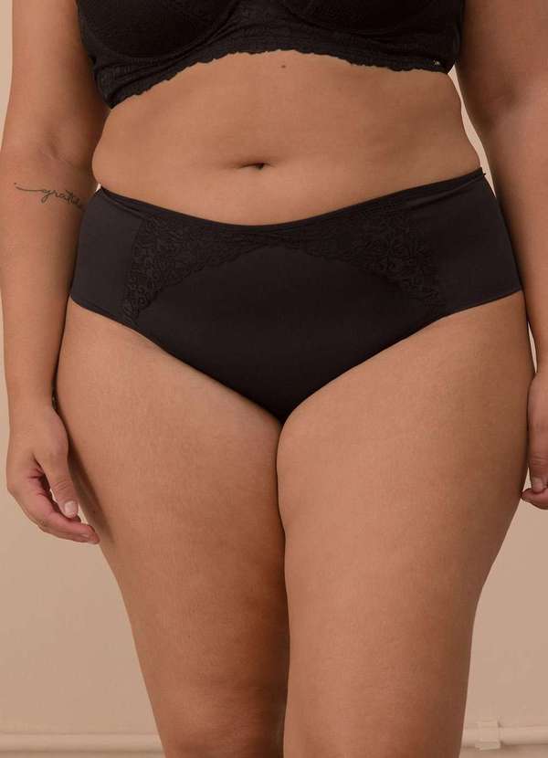 

Calcinha com Detalhe Renda Plus Size Preto-50 Pret