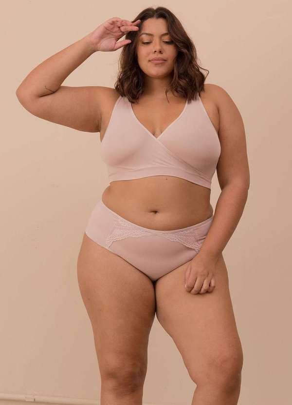 

Calcinha com Detalhe Renda Plus Size Rosê-48 Rosa