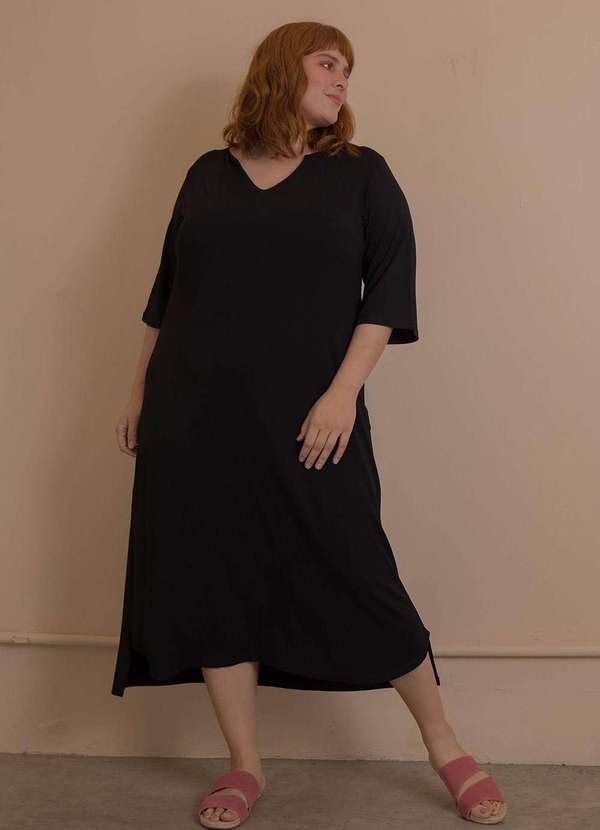 

Kaftan Lounge Plus Size Preto Multicores