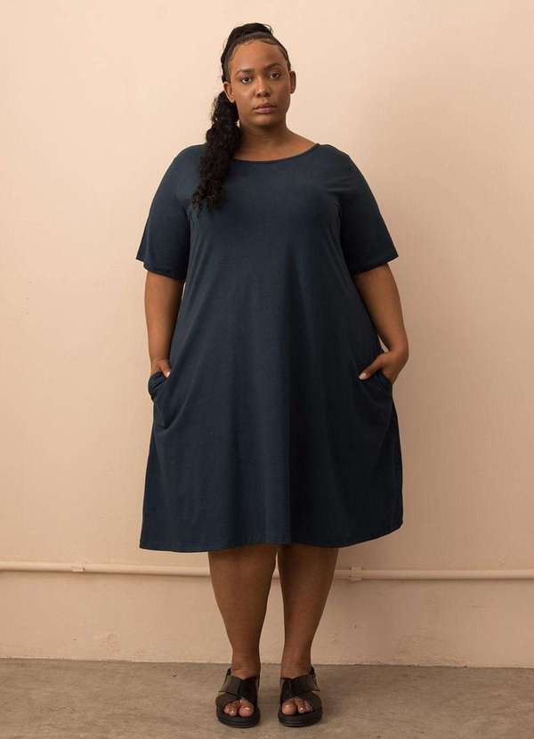 

Vestido Trapézio Algodão Plus Size Azul Petróleo-E