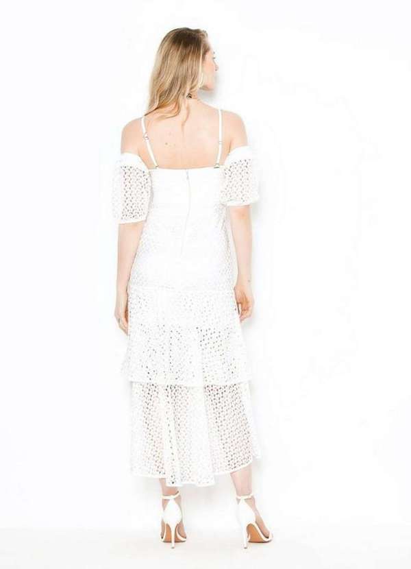 

Vestido Midi com Camadas Off White Branco