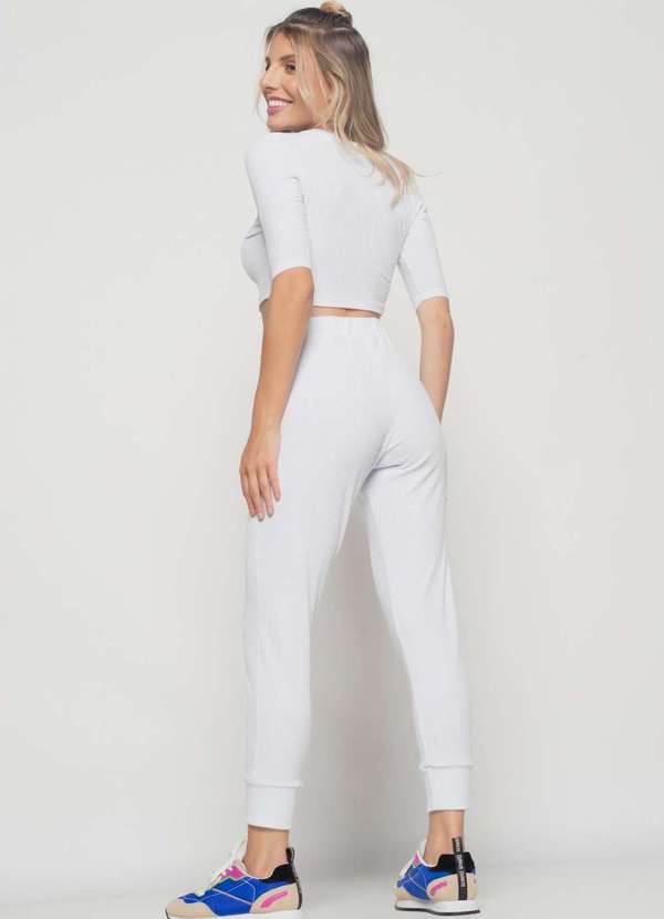 

Cropped Princesa Gola Redonda Malha Canelada Bran, Branco