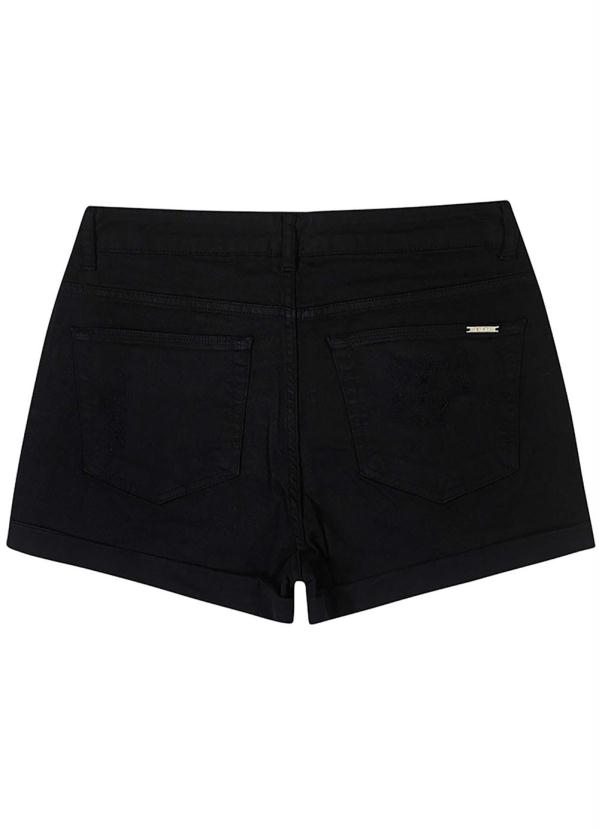 

Bermuda Preta Boyfriend em Sarja Stretch, Preto