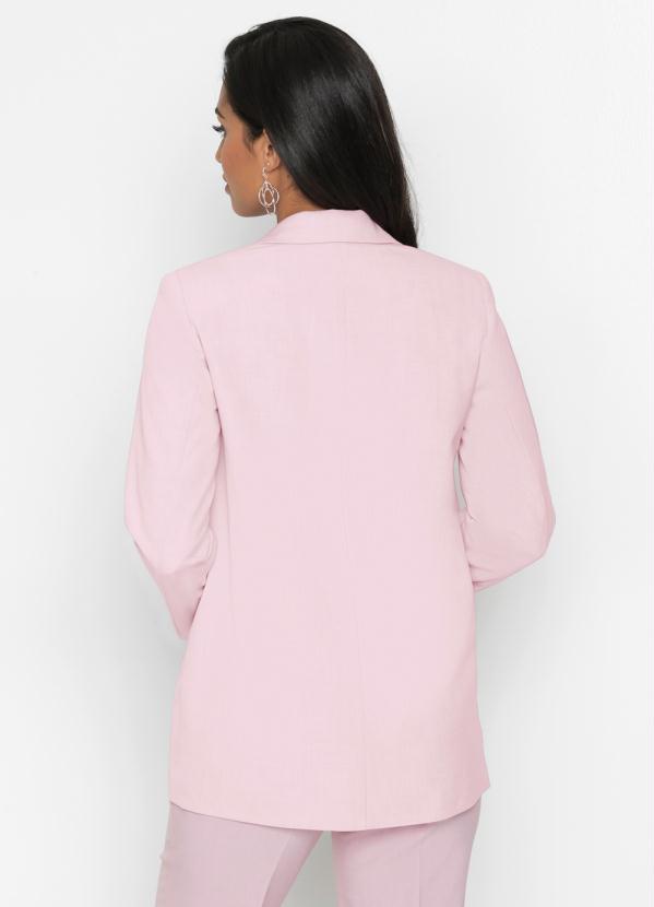 

Blazer Oversized Abotoamento Duplo Rosa Claro