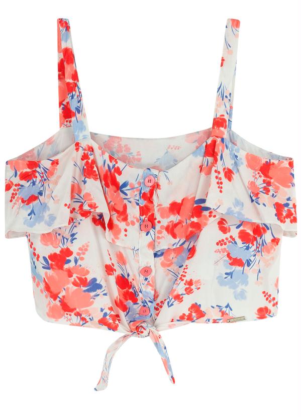 

Blusa Bege Cropped Floral