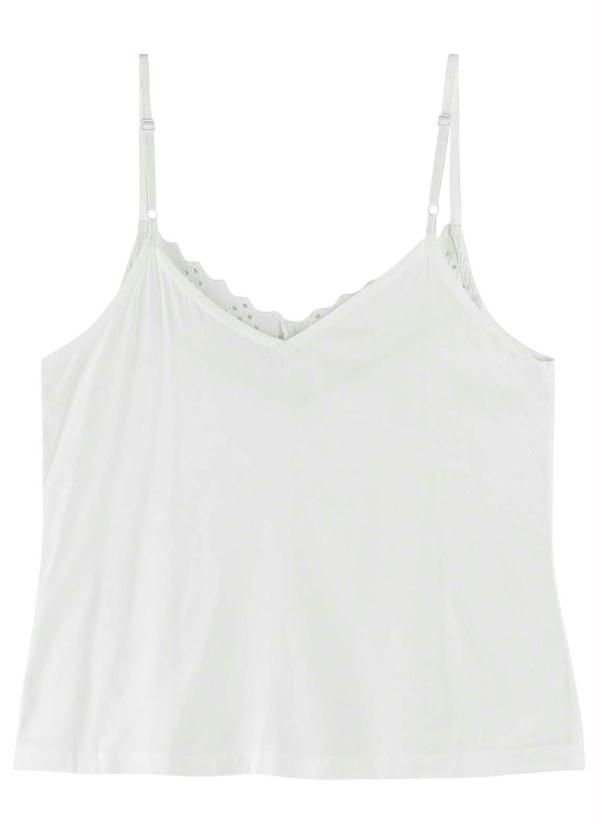 

Blusa Branca em Viscose com Renda, Branco