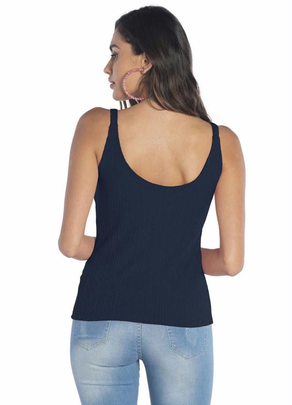 

Blusa Canelado Alça com Torção no Busto Azul