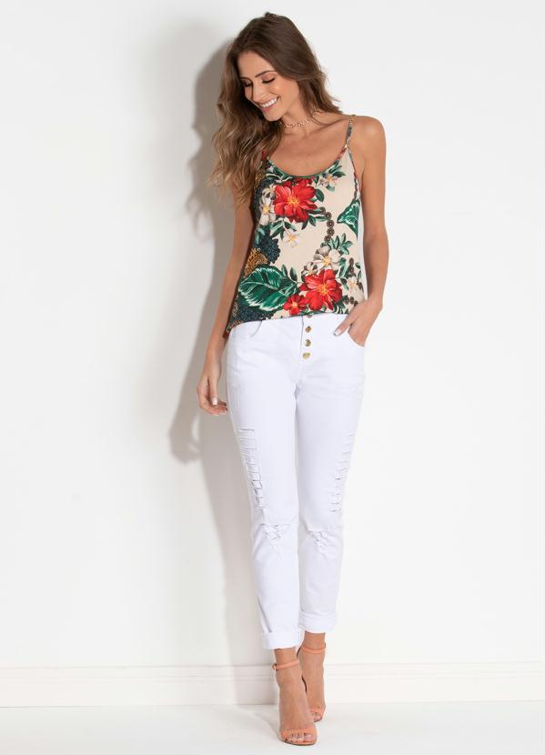 

Blusa Floral Verde de Alças Soltinha