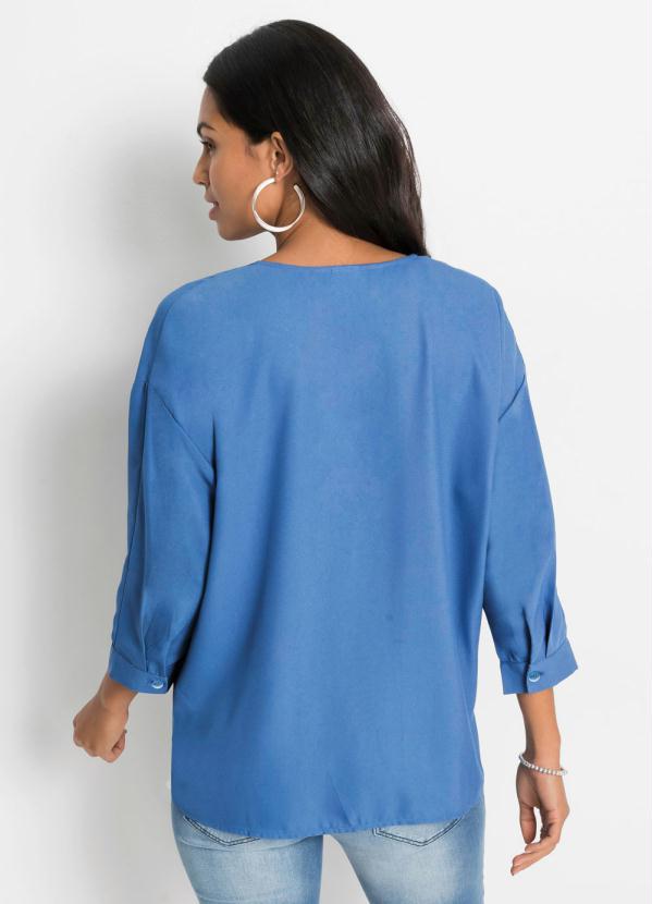 

Blusa Ampla com Prega Azul