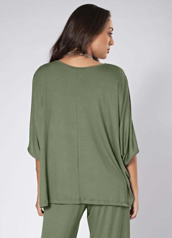 

Blusa Ampla Manga Morcego Verde