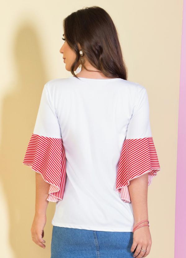 

Blusa Branca com Babado nas Mangas, Branco