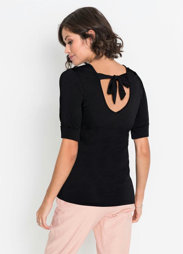 

Blusa com Amarração no Decote Costas Preta, Preto