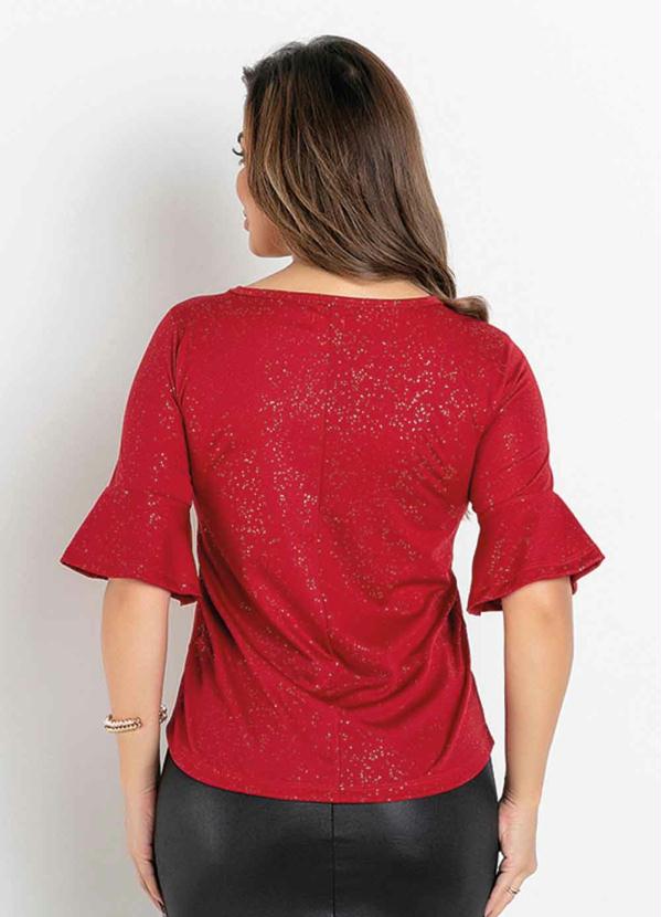 

Blusa com Brilho Vermelha Moda Evangélica, Vermelho