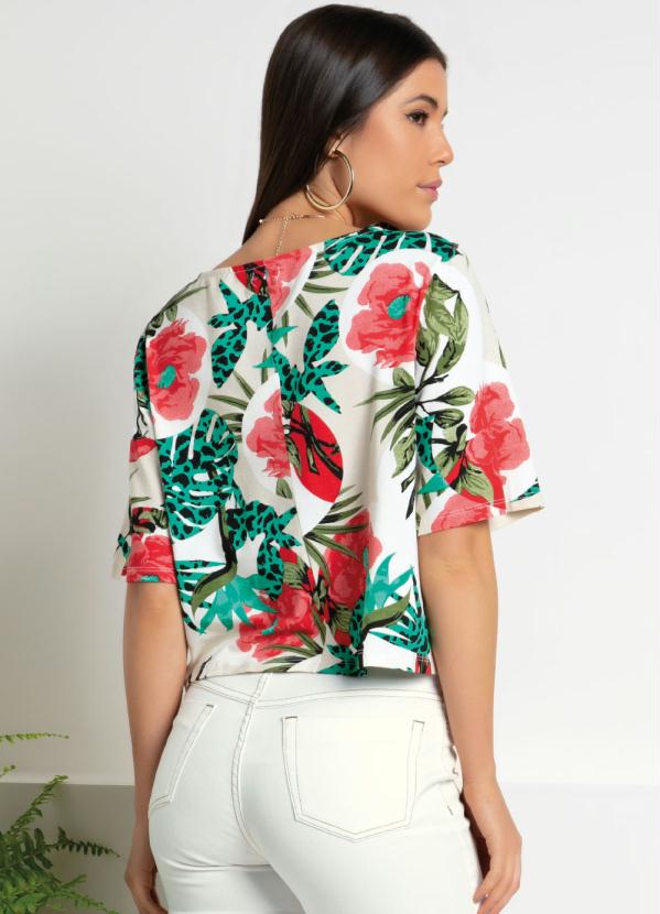 

Blusa com Mangas 3/4 Tropical Bege