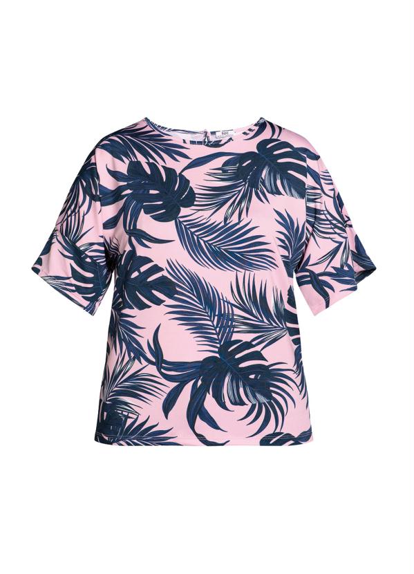 

Blusa Decote Redondo e Mangas 3/4 Floral Rosa