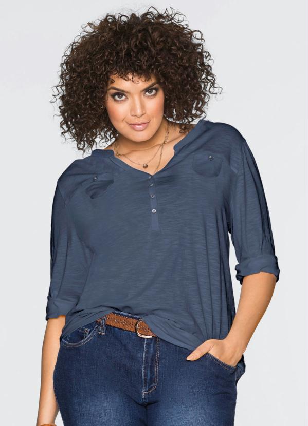 

Blusa Henley de Algodão Azul