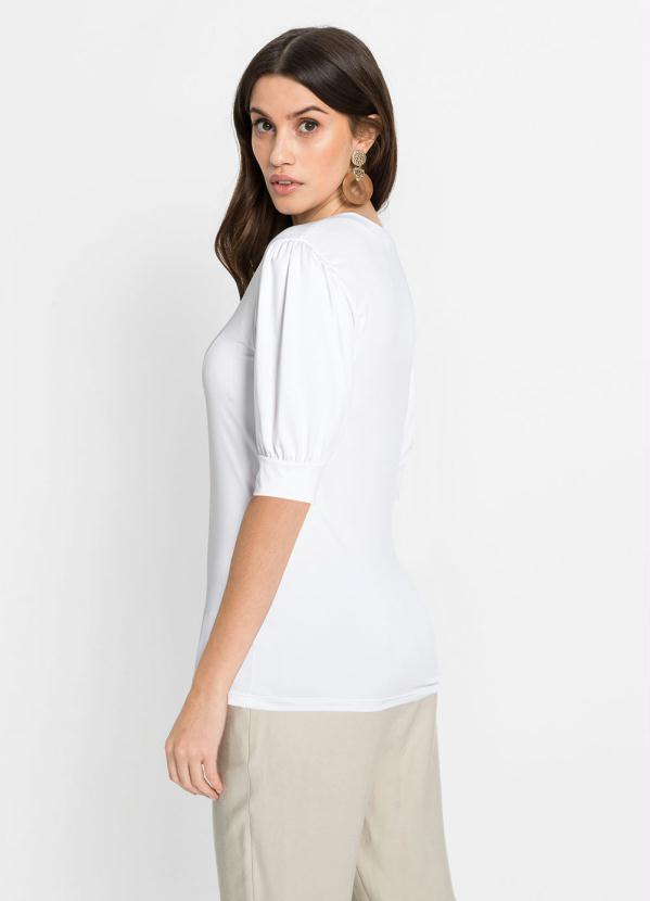 

Blusa Mangas 3/4 Bufantes Branca, Branco