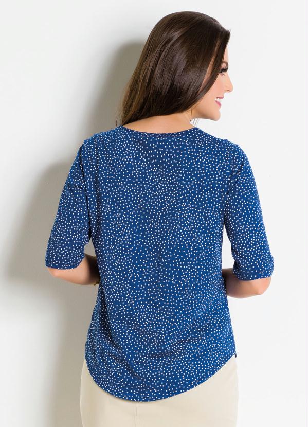 

Blusa Poá Marinho com Mangas 3/4 Moda Evangélica, Azul