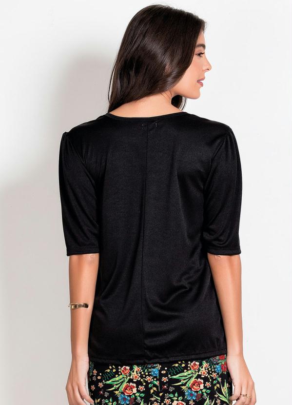 

Blusa Preta com Detalhe em Renda Moda Evangélica, Preto