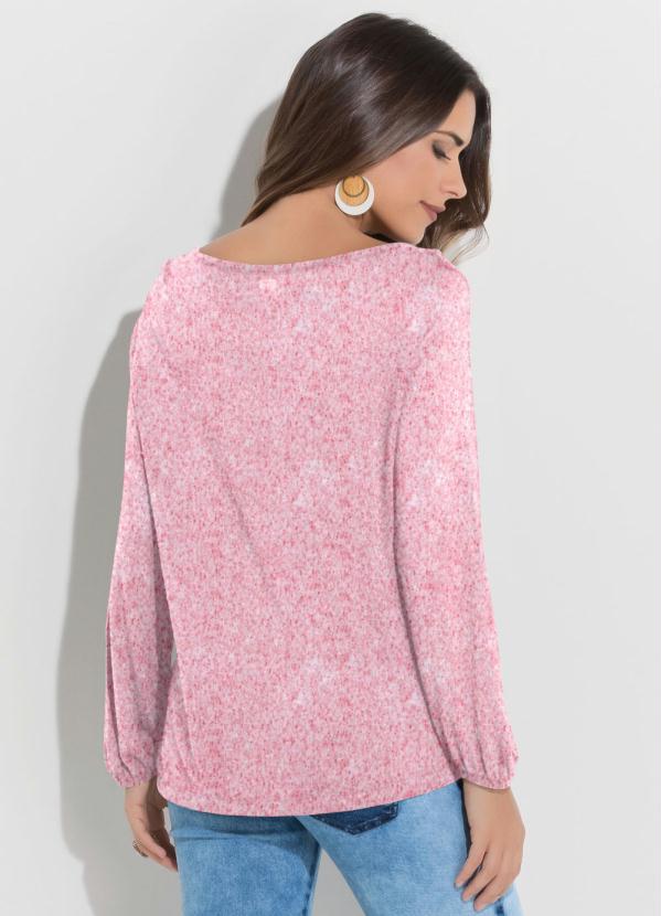 

Blusa Rosa Soltinha Mangas 3/4