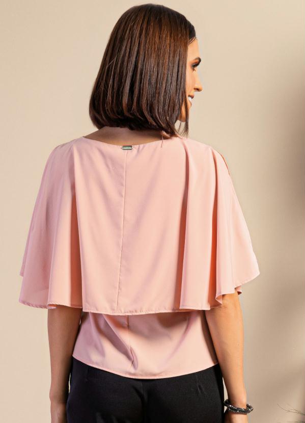 

Blusa Ampla Rosa com Fenda nas Mangas