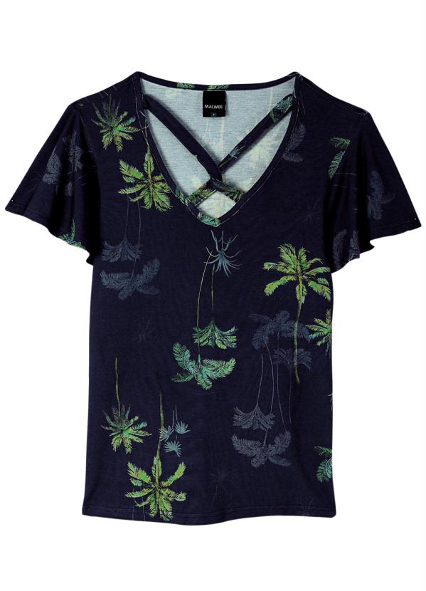 

Blusa Azul Tropical Tiras Cruzadas