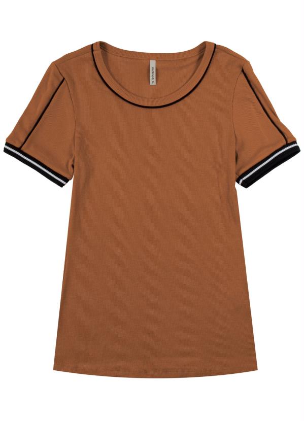 

Blusa Básica em Ribana com Retilínea Laranja