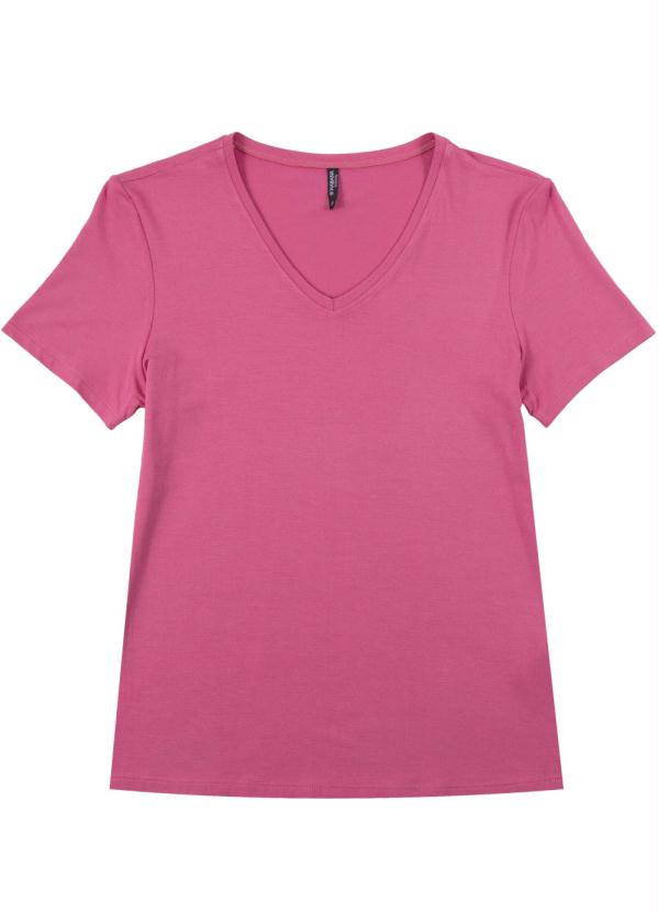 

Blusa Básica em Viscose com Decote V Rosa